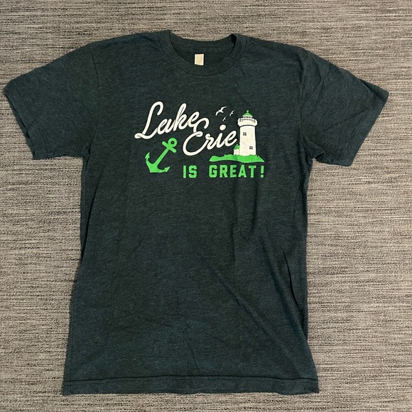 CLE Clothing Co Lake Erie Is Great Shirt SMALL GREEN American Apparel - Picture 1 of 3